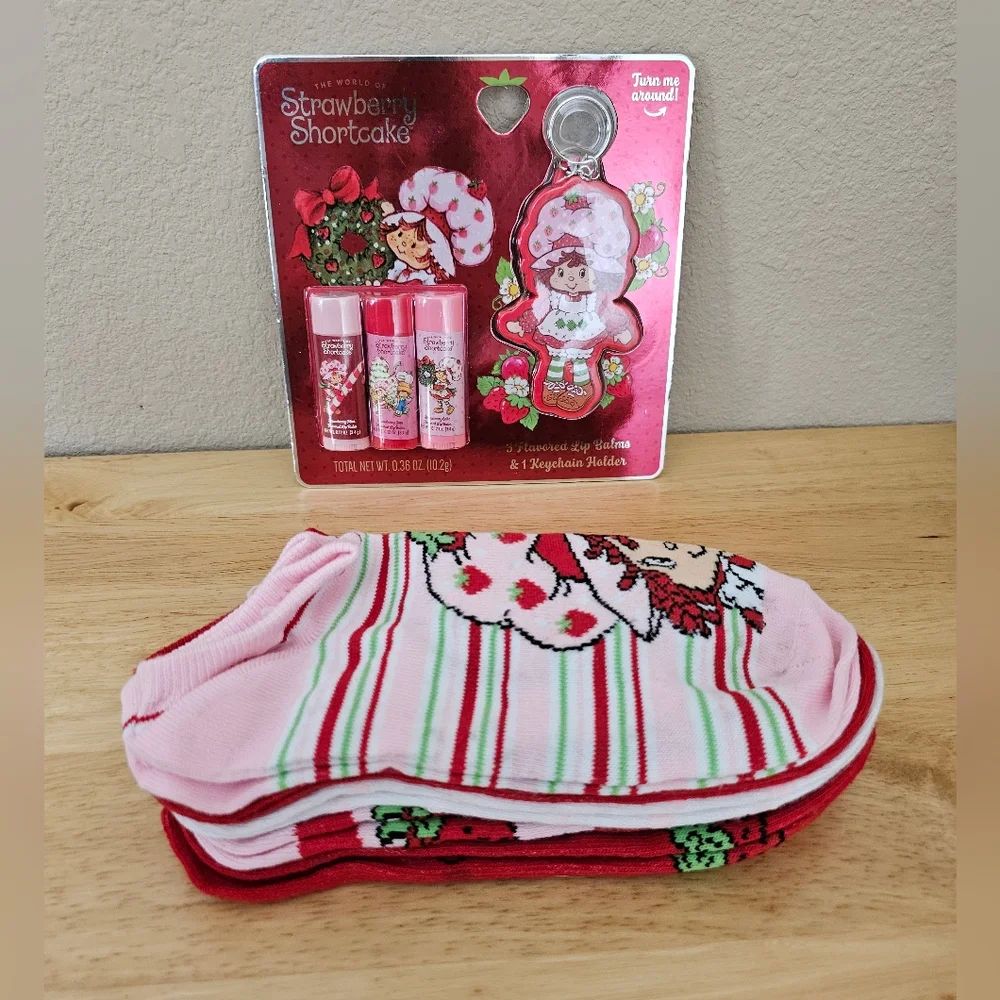 Strawberry Shortcake Socks & Lip Balm Bundle - Picture 1 of 5